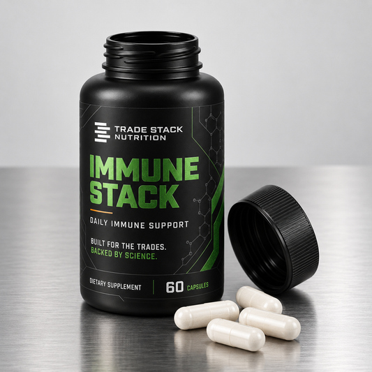 Open Immune Stack bottle with four capsules