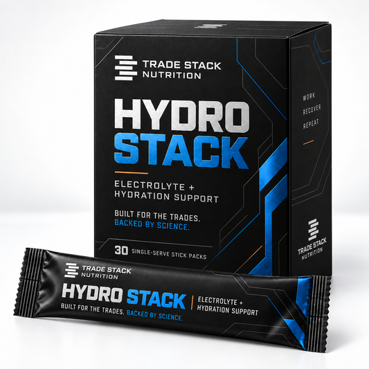 Hydro Stack electrolyte powder box with single-serve stick pack