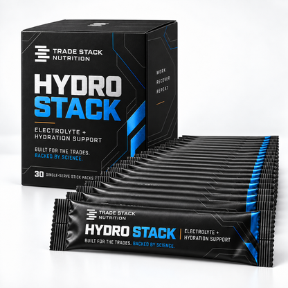 Hydro Stack box with single-serve electrolyte stick packs
