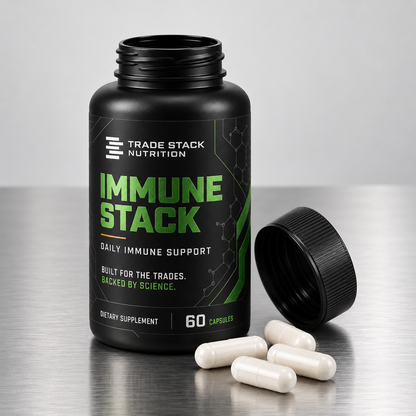 Open Immune Stack bottle with four capsules
